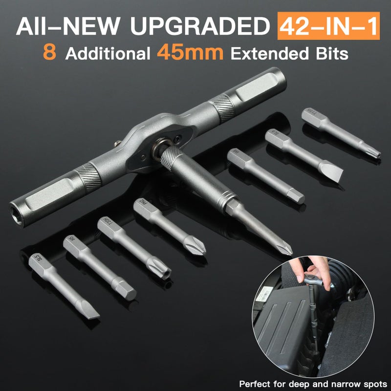Faireach 42 in 1 Magnetic Screwdriver Set  DIY Ratchet Screwdriver Set  Multi Bit Magnetic Drive Set with Detachable Ratchet Handle  Portable Compact Repair Tool Kit for Furniture Computer Bicycle - Image 5